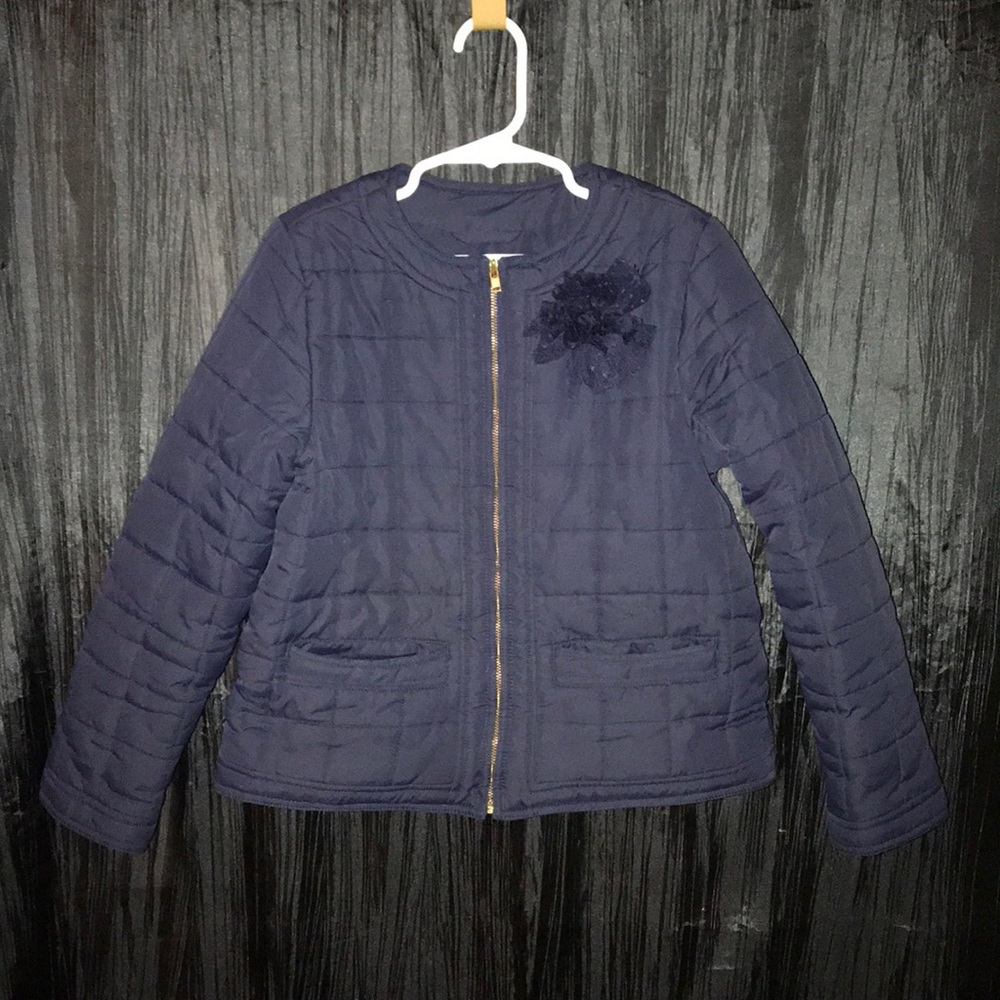 J.Crew CrewCuts Girls Quilted Jacket w Lace Flower